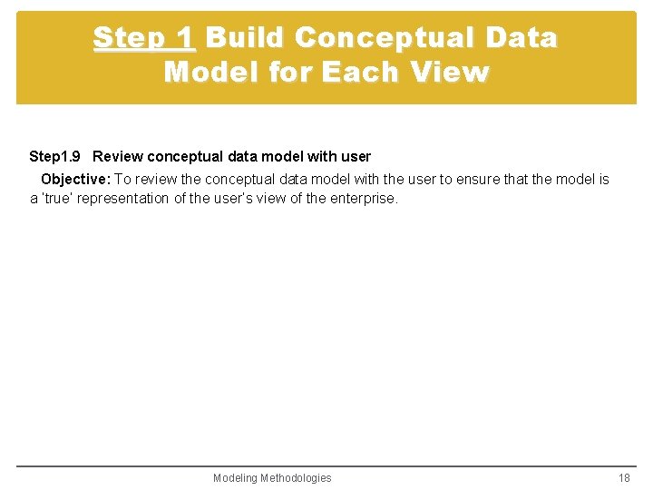 Step 1 Build Conceptual Data Model for Each View Step 1. 9 Review conceptual