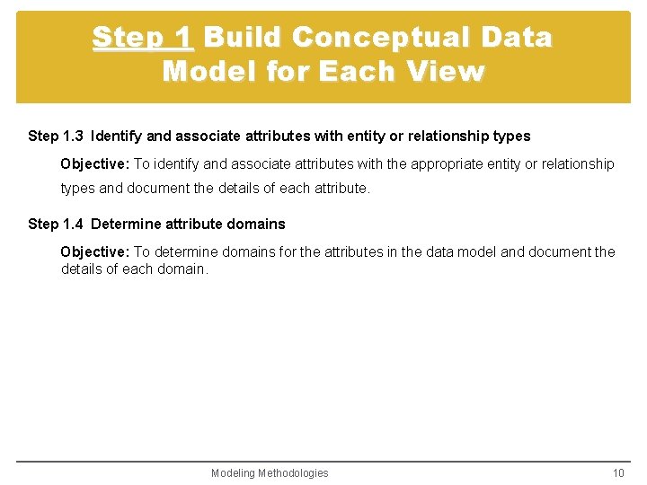 Step 1 Build Conceptual Data Model for Each View Step 1. 3 Identify and