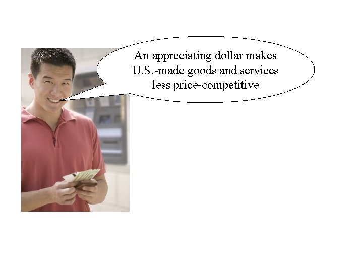 An appreciating dollar makes U. S. -made goods and services less price-competitive 