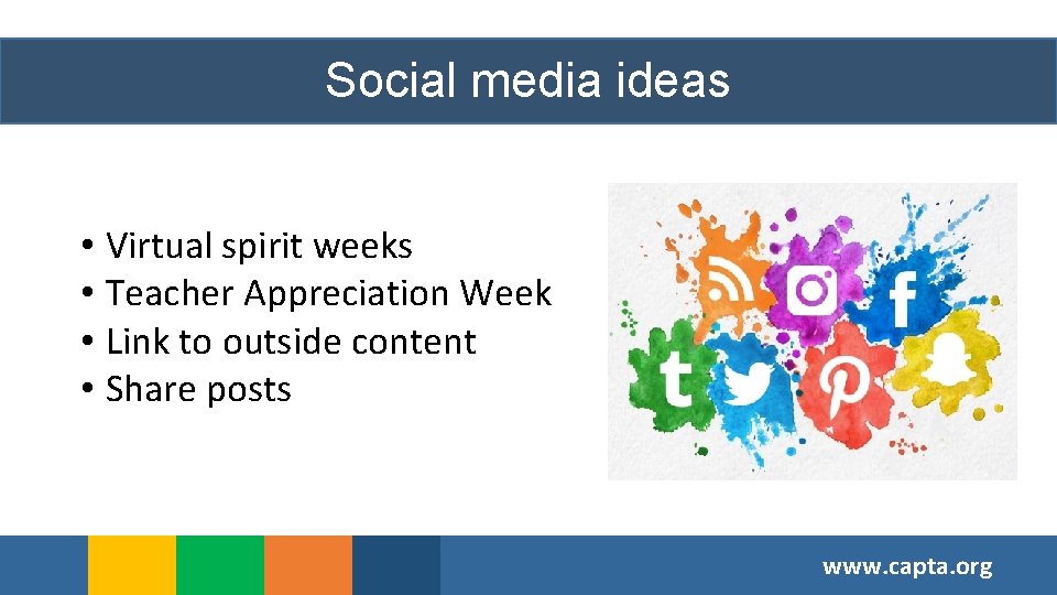 Social media ideas • Virtual spirit weeks • Teacher Appreciation Week • Link to