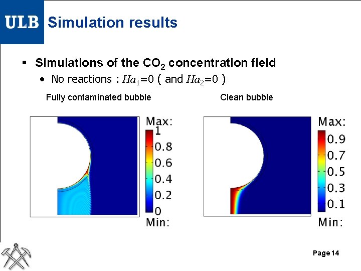 Simulation results § Simulations of the CO 2 concentration field • No reactions :