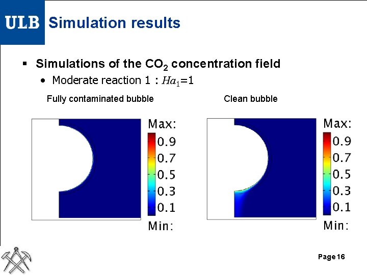 Simulation results § Simulations of the CO 2 concentration field • Moderate reaction 1