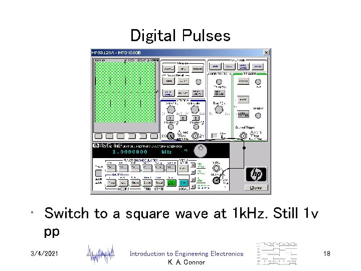 Digital Pulses • Switch to a square wave at 1 k. Hz. Still 1