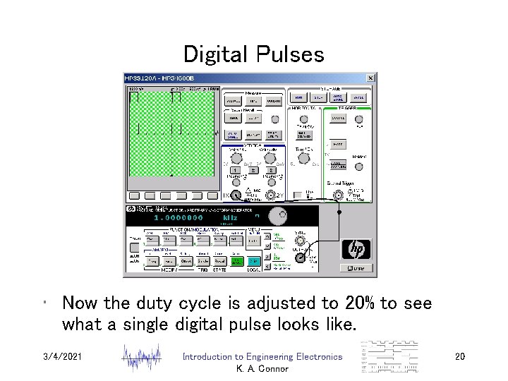 Digital Pulses • Now the duty cycle is adjusted to 20% to see what