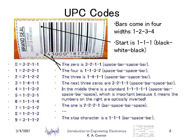 UPC Codes • Bars come in four widths 1 -2 -3 -4 • Start
