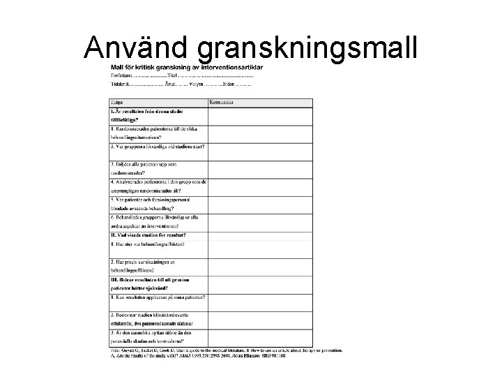 Använd granskningsmall 