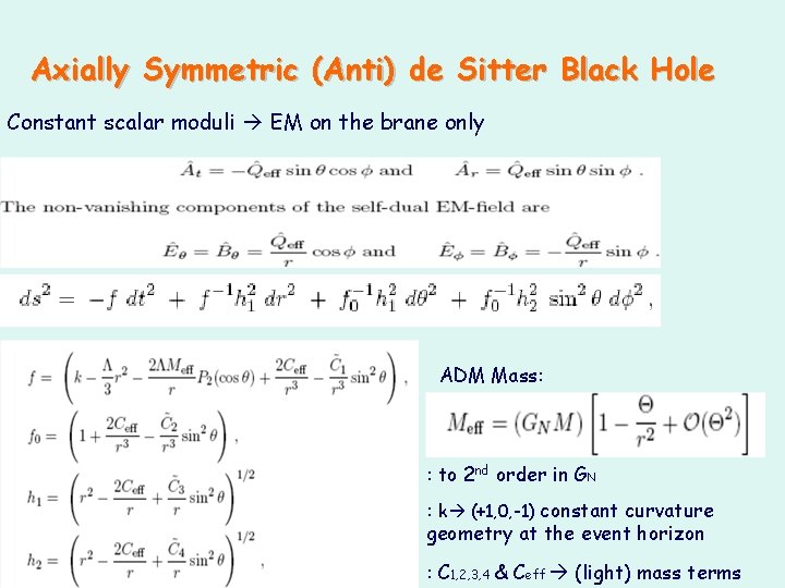 Axially Symmetric (Anti) de Sitter Black Hole Constant scalar moduli EM on the brane