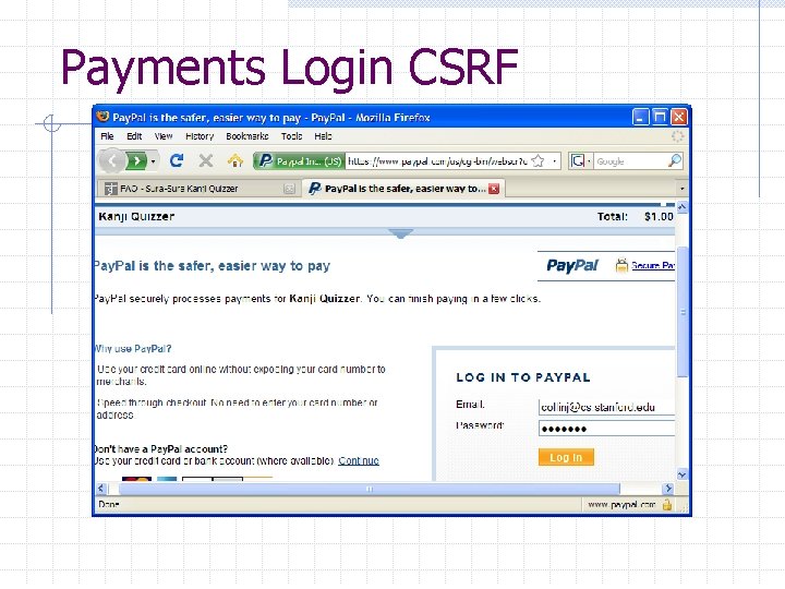 Payments Login CSRF 