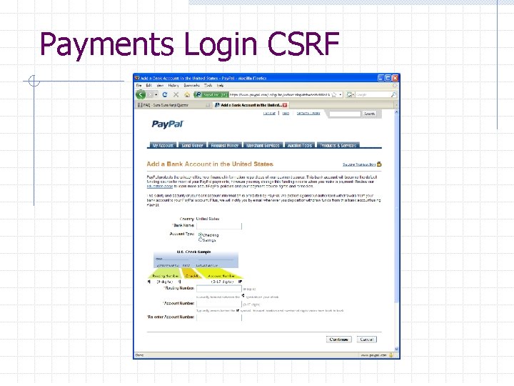 Payments Login CSRF 