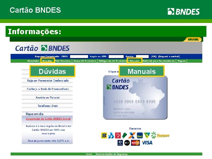 Cartão BNDES Informações: Dúvidas Manuais 