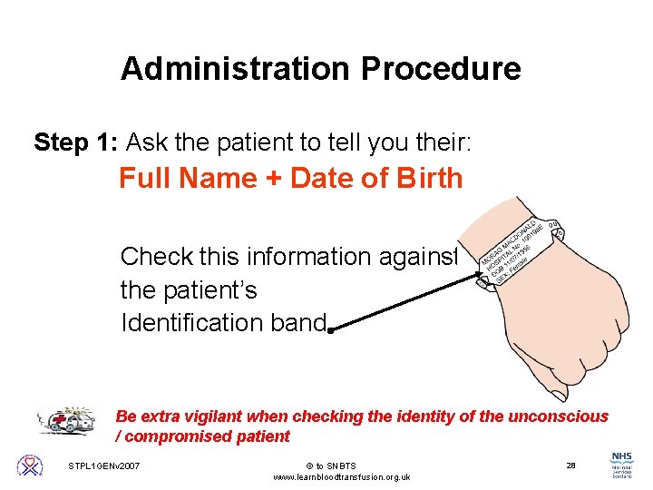 Administration Procedure Step 1: Ask the patient to tell you their: Full Name +