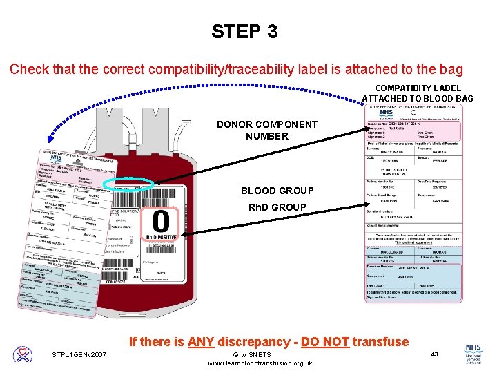 STEP 3 Check that the correct compatibility/traceability label is attached to the bag COMPATIBITY