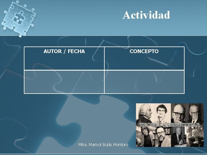 Actividad AUTOR / FECHA Mtra. Marisol Bulás Montoro CONCEPTO 