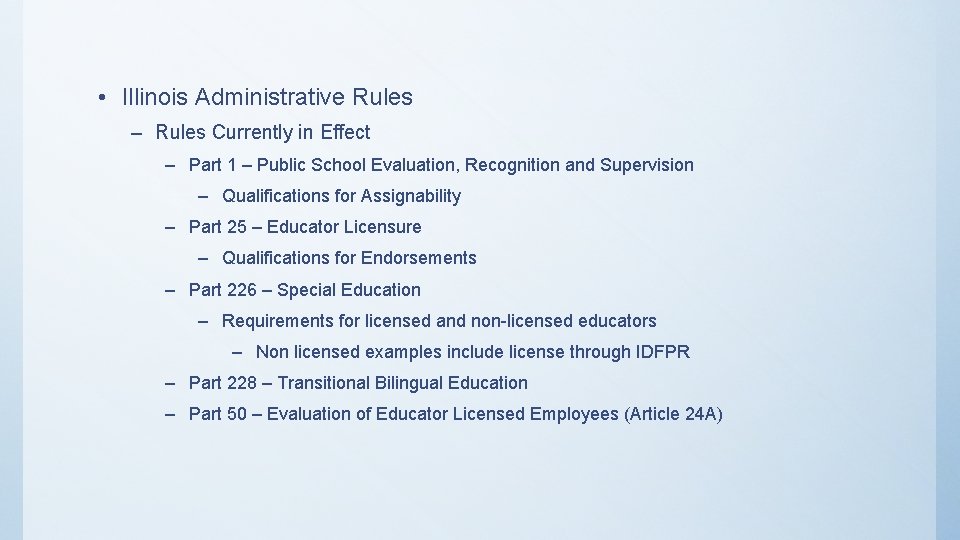  • Illinois Administrative Rules – Rules Currently in Effect – Part 1 –