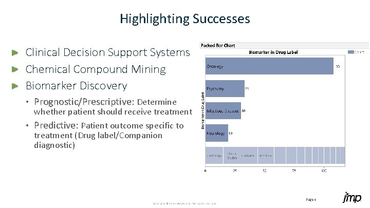 Highlighting Successes Clinical Decision Support Systems Chemical Compound Mining Biomarker Discovery • Prognostic/Prescriptive: Determine