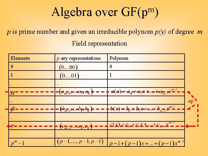 Algebra over GF(pm) p is prime number and given an irreducible polynom p(y) of