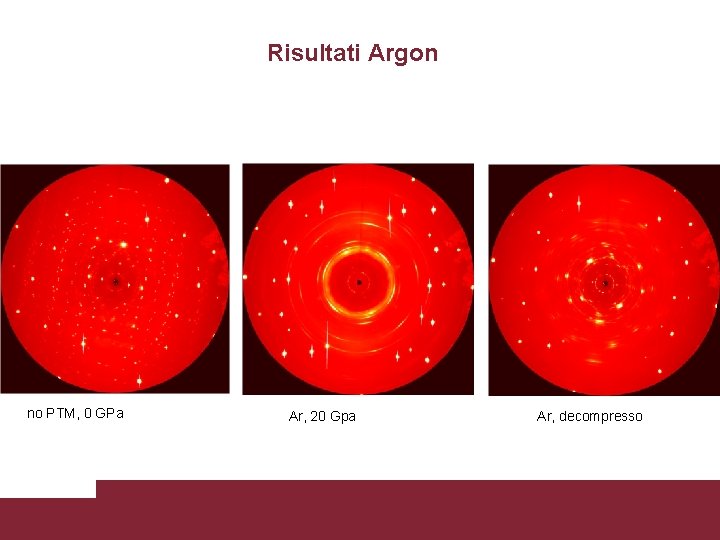 Risultati Argon no PTM, 0 GPa Stabilizzazione celle fotovoltaiche Ar, 20 Gpa Ar, decompresso