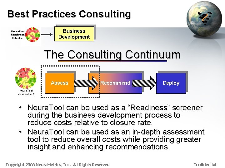 Best Practices Consulting Neura. Tool Readiness Screener Business Development The Consulting Continuum Assess Recommend