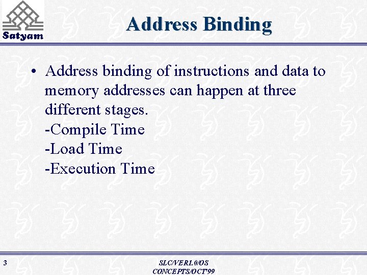 Address Binding • Address binding of instructions and data to memory addresses can happen
