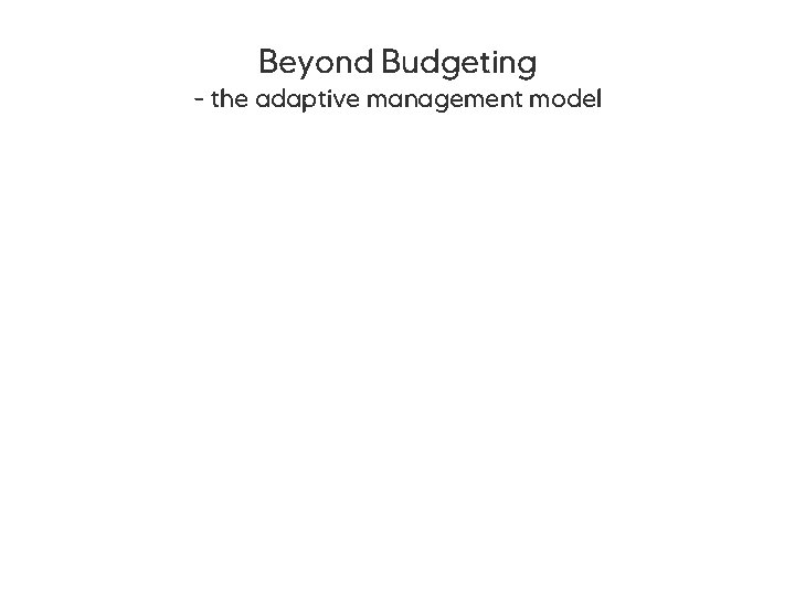 Beyond Budgeting - the adaptive management model 
