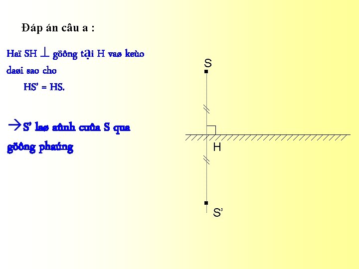 Đáp án câu a : Haï SH göông tại H vaø keùo daøi sao