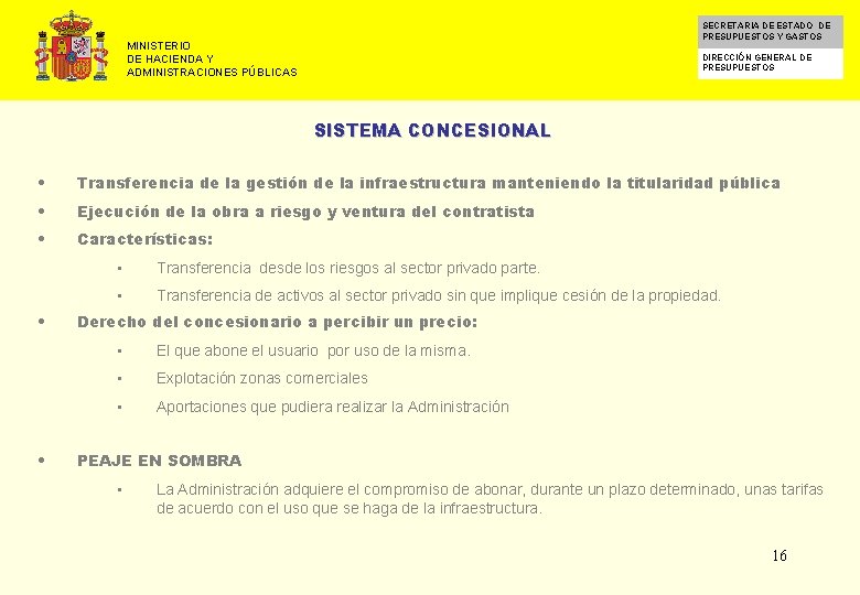 SECRETARIA DE ESTADO DE PRESUPUESTOS Y GASTOS MINISTERIO DE HACIENDA Y ADMINISTRACIONES PÚBLICAS DIRECCIÓN