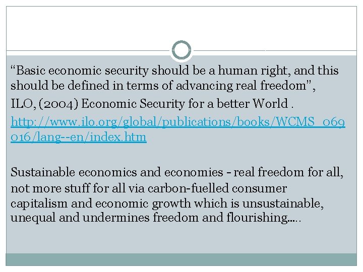 “Basic economic security should be a human right, and this should be defined in