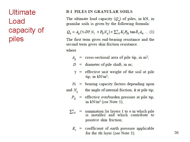 Ultimate Load capacity of piles 36 