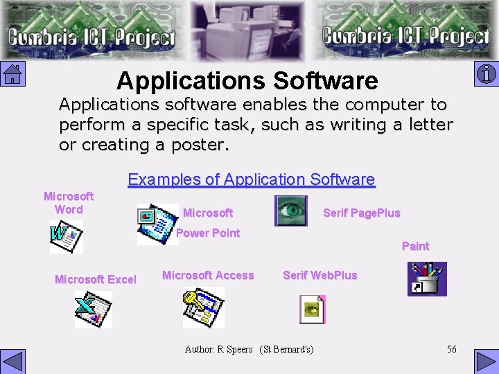 Applications Software Applications software enables the computer to perform a specific task, such as