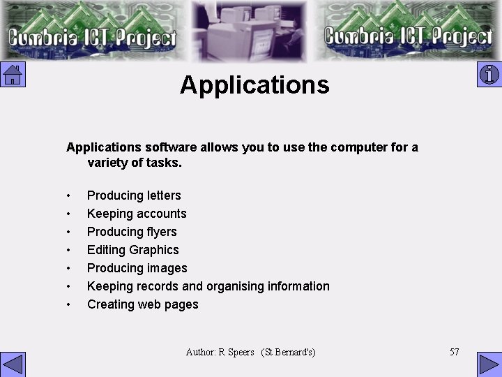 Applications software allows you to use the computer for a variety of tasks. •