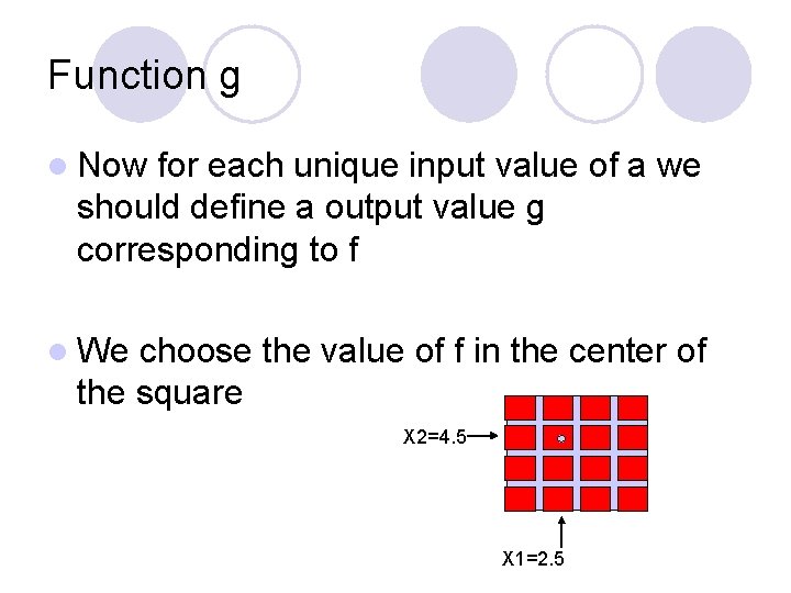 Function g l Now for each unique input value of a we should define