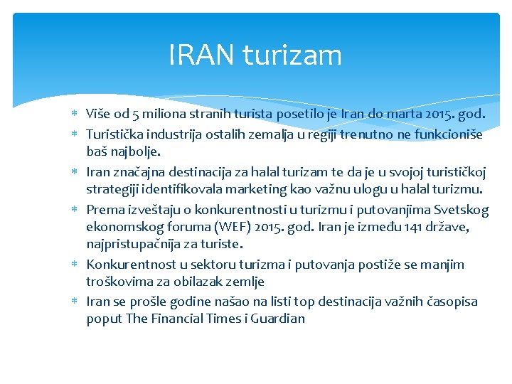 IRAN turizam Više od 5 miliona stranih turista posetilo je Iran do marta 2015.