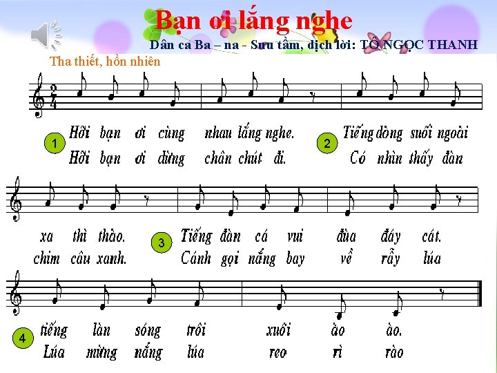 Bạn ơi lắng nghe Dân ca Ba – na - Sưu tầm, dịch lời: