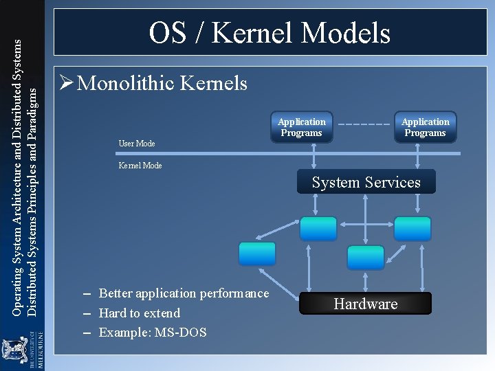 Operating System Architecture and Distributed Systems Principles and Paradigms OS / Kernel Models Ø