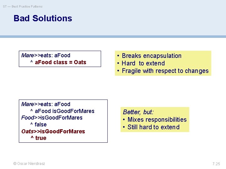 ST — Best Practice Patterns Bad Solutions Mare>>eats: a. Food ^ a. Food class