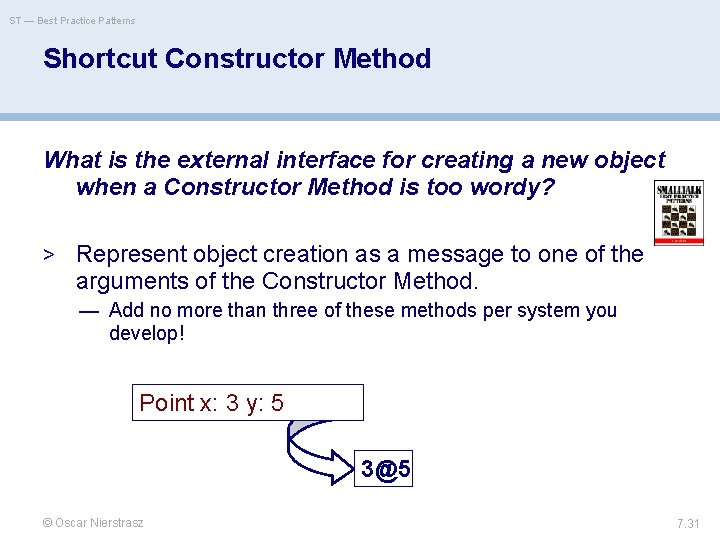 ST — Best Practice Patterns Shortcut Constructor Method What is the external interface for