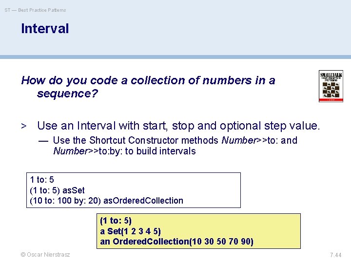 ST — Best Practice Patterns Interval How do you code a collection of numbers