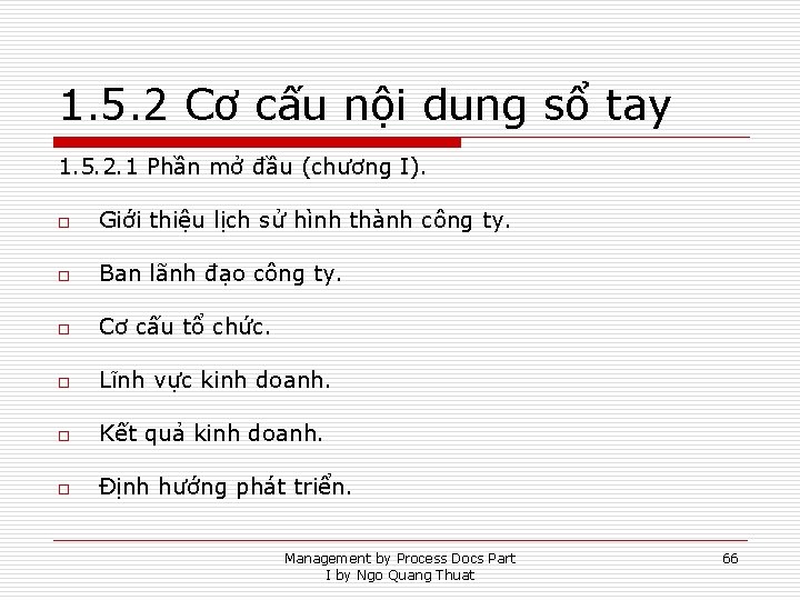 1. 5. 2 Cơ cấu nội dung sổ tay 1. 5. 2. 1 Phần