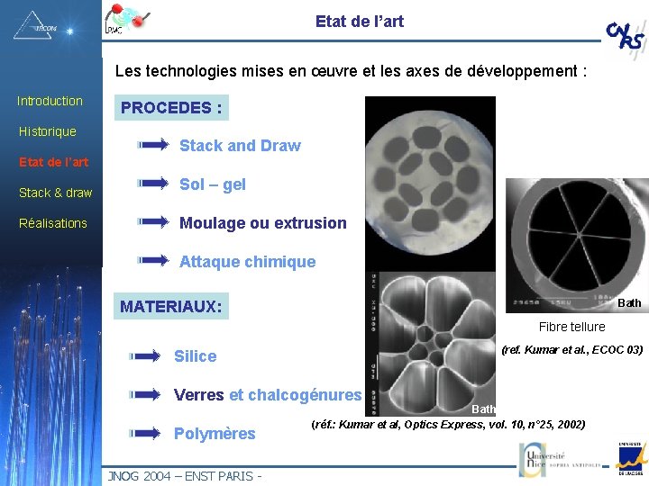 Etat de l’art Les technologies mises en œuvre et les axes de développement :