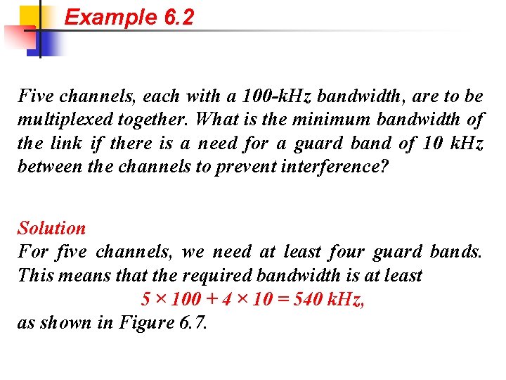 Example 6. 2 Five channels, each with a 100 -k. Hz bandwidth, are to