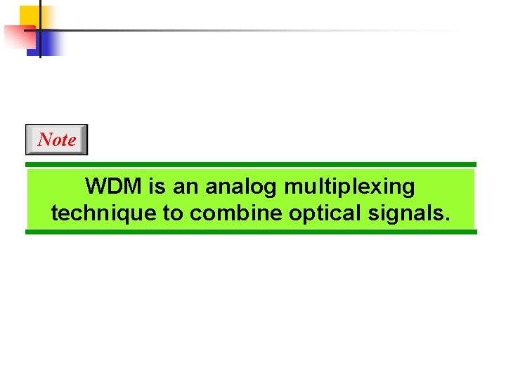 Note WDM is an analog multiplexing technique to combine optical signals. 