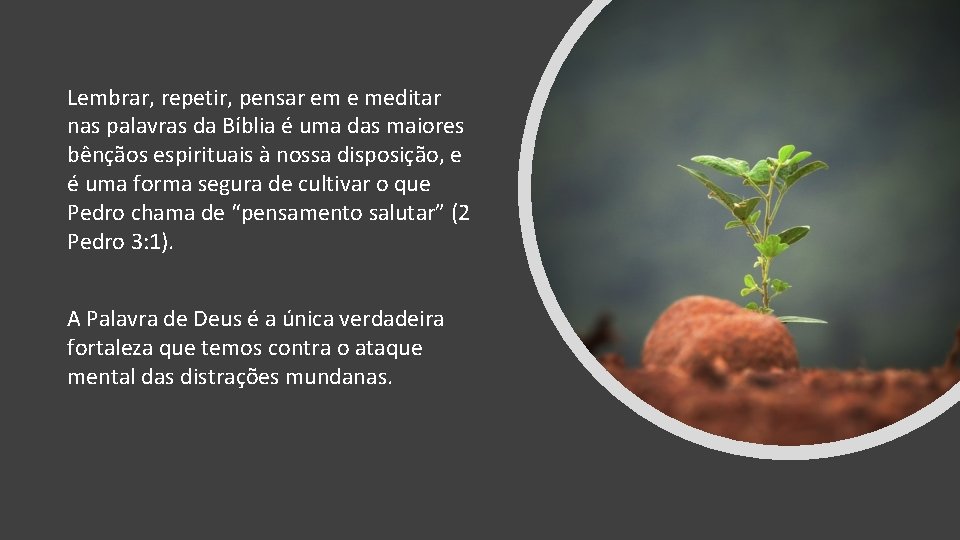 Lembrar, repetir, pensar em e meditar nas palavras da Bíblia é uma das maiores