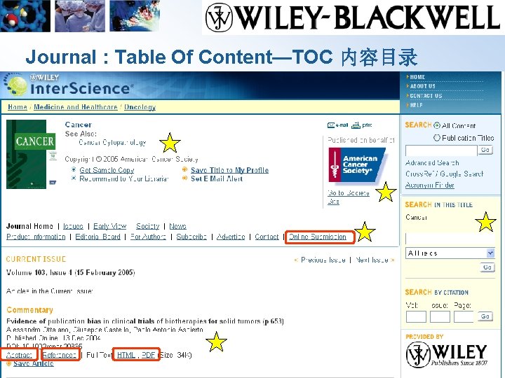 Journal : Table Of Content—TOC 内容目录 www. interscience. wiley. com 