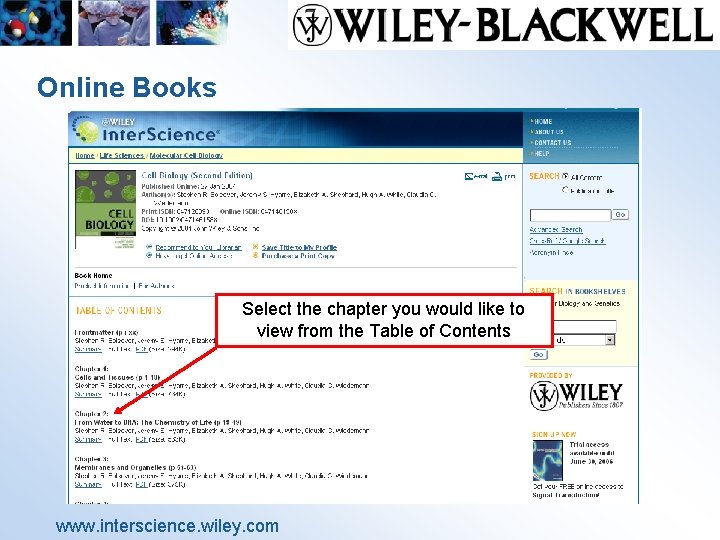 Online Books Select the chapter you would like to view from the Table of