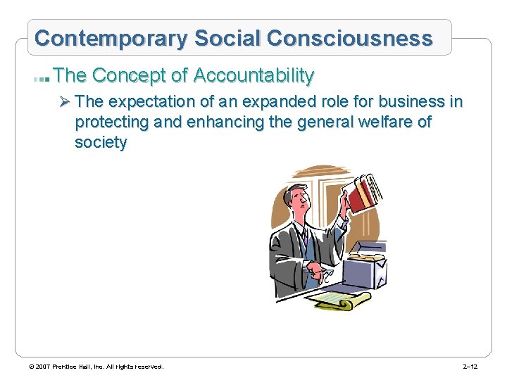 Contemporary Social Consciousness The Concept of Accountability Ø The expectation of an expanded role