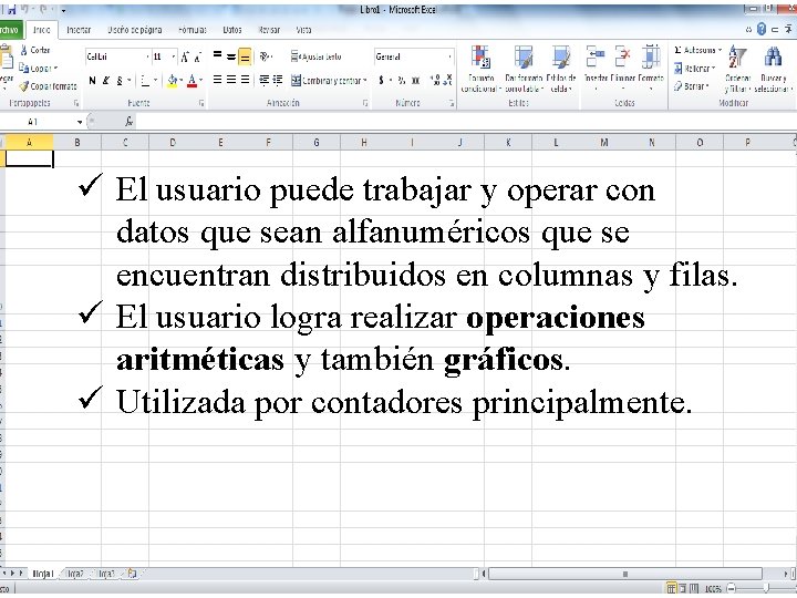 ü El usuario puede trabajar y operar con datos que sean alfanuméricos que se