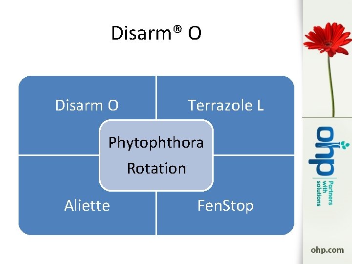 Disarm® O Disarm O Terrazole L Phytophthora Rotation Aliette Fen. Stop 