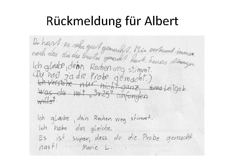 Rückmeldung für Albert 