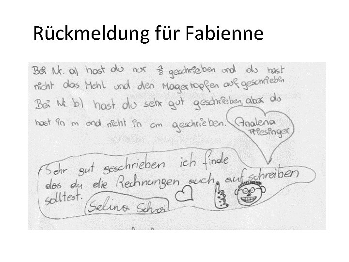 Rückmeldung für Fabienne 