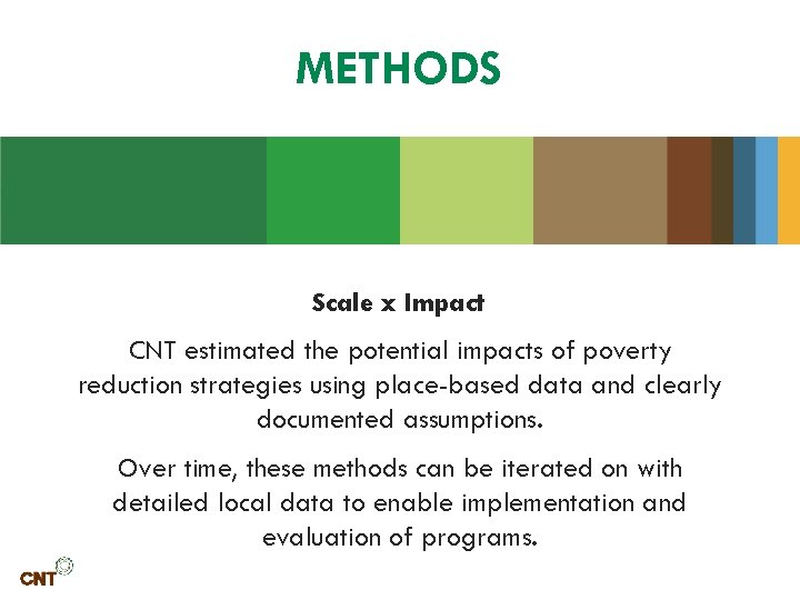 METHODS Scale x Impact CNT estimated the potential impacts of poverty reduction strategies using
